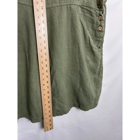 Vintage Timbuktu Station Women's Olive Green 100% Linen Overalls Size 3 - Picture 6 of 11
